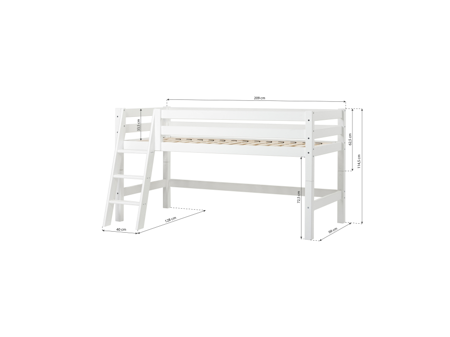 Hoppekids ECO Luxury halfhoogslaper 90x200 - schuine ladder - luxe bodem - Afbeelding 4
