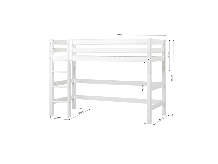 Hoppekids ECO Luxury verhoogde halfhoogslaper 90x200 - rechte ladder - luxe bodem - Afbeelding 5