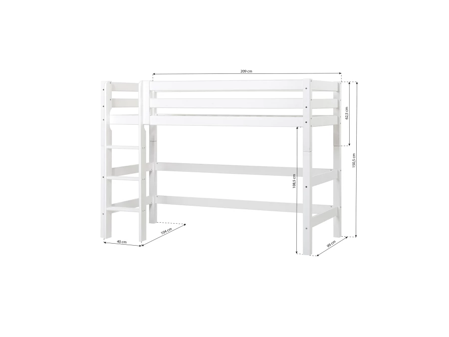 Hoppekids ECO Luxury verhoogde halfhoogslaper 90x200 - rechte ladder - luxe bodem - Afbeelding 5
