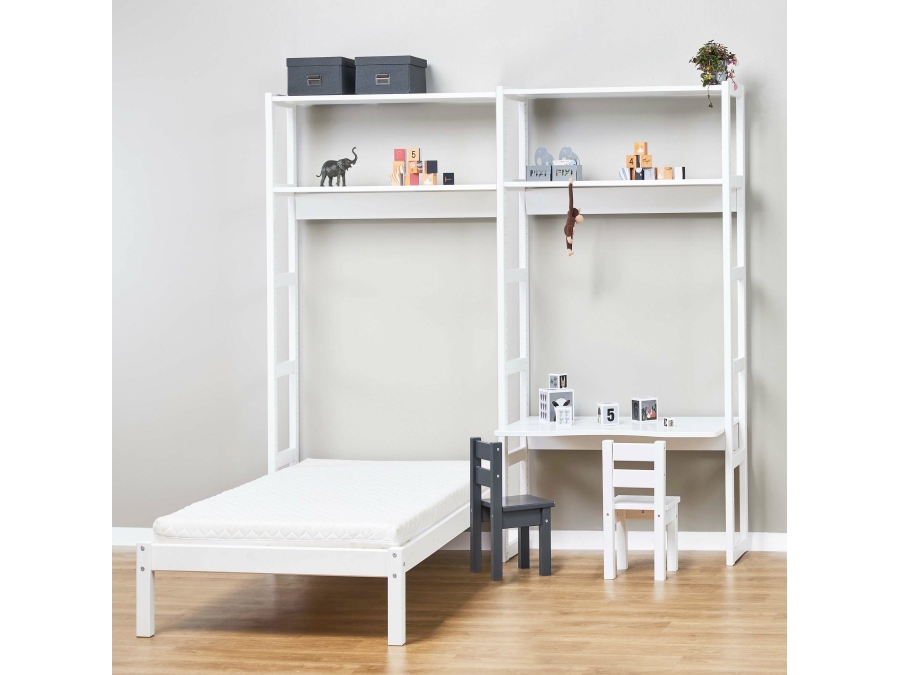 Hoppekids Storey bed 70x160 met boekenkast en bureau - 4 legplanken - Afbeelding 2