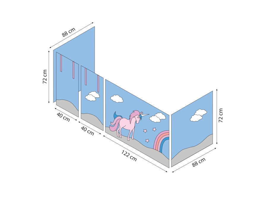 Hoppekids Unicorn gordijn - halfhoog en stapelbed 90x200 - Afbeelding 8