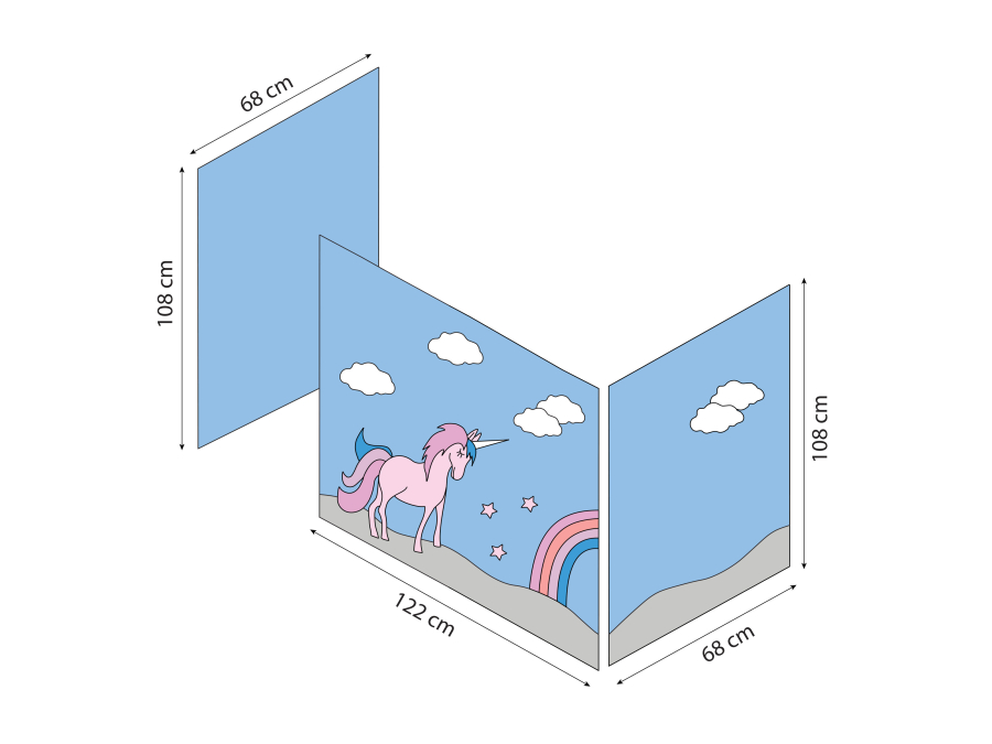 Hoppekids Unicorn gordijn - verhoogde halfhoogslaper 70x160 - Afbeelding 7