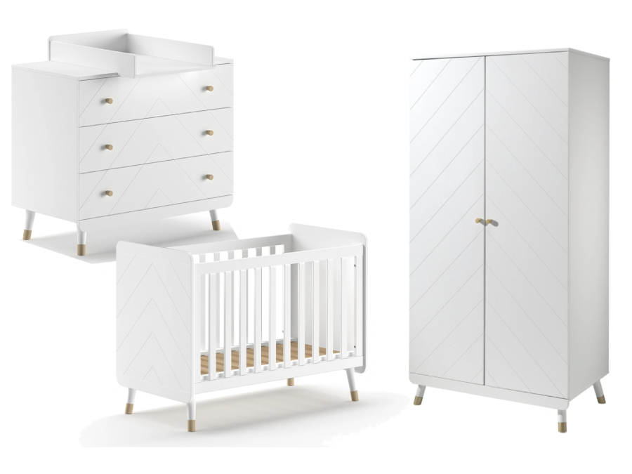 Jaxx Billy 3-delige babykamer met 2-deurskast wit