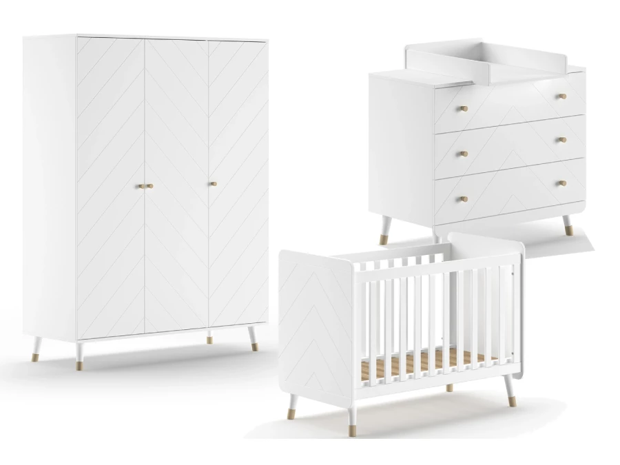 Jaxx Billy 3-delige babykamer met 3-deurskast wit