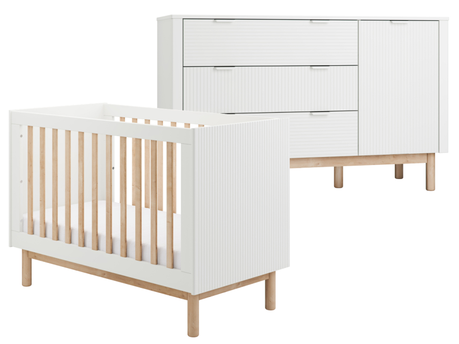 Pinio Miloo 2-delige babykamer met grote commode - wit