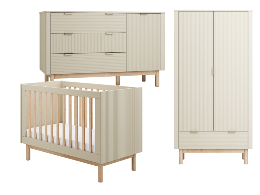 Pinio Miloo 3-delige babykamer met grote commode - champagne