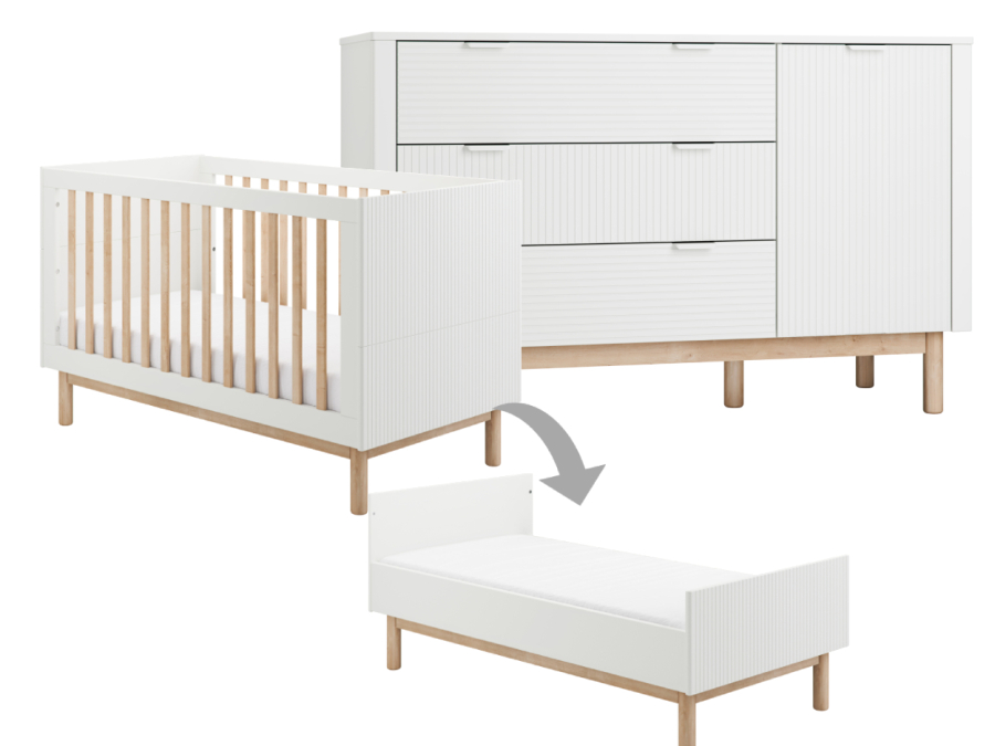 Pinio Miloo 2-delige meegroeikamer met grote commode - wit