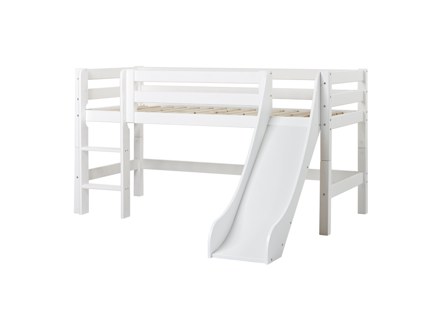 Hoppekids ECO Luxury halfhoogslaper met glijbaan 90x200 - rechte ladder - luxe bodem
