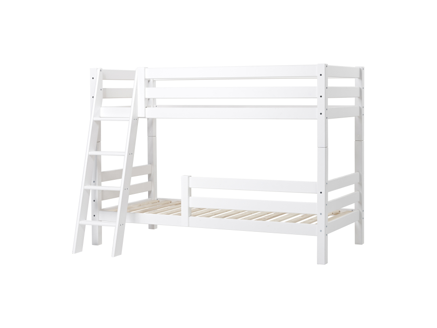 Hoppekids ECO Luxury stapelbed met uitvalbeschermer 90x200 - schuine ladder