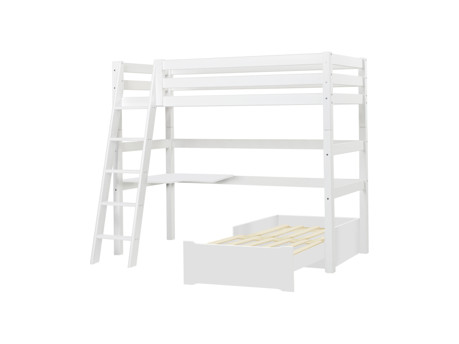 Hoppekids ECO Luxury hoogslaper met bureau en lounge 90x200 - schuine ladder - luxe bodem