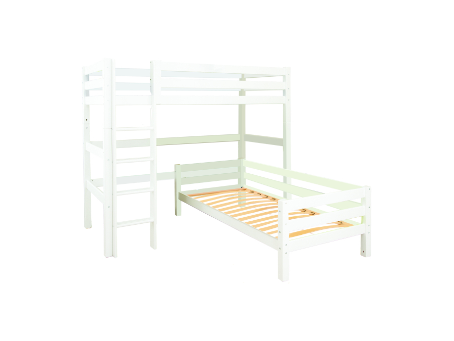 Hoppekids ECO Luxury hoekstapelbed 90x200 - rechte ladder - luxe bodems