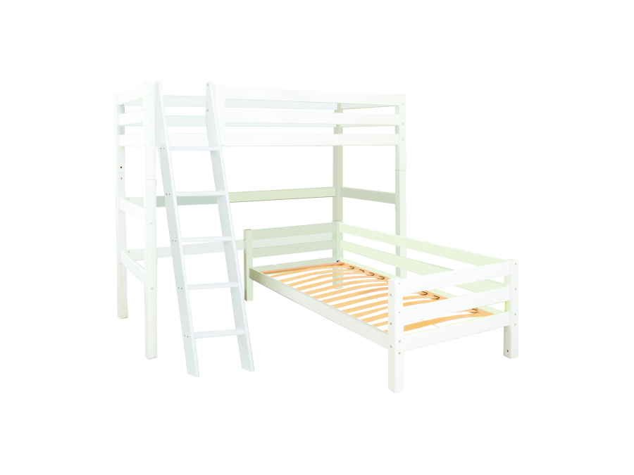 Hoppekids ECO Luxury hoekstapelbed 90x200 - schuine ladder - luxe bodems