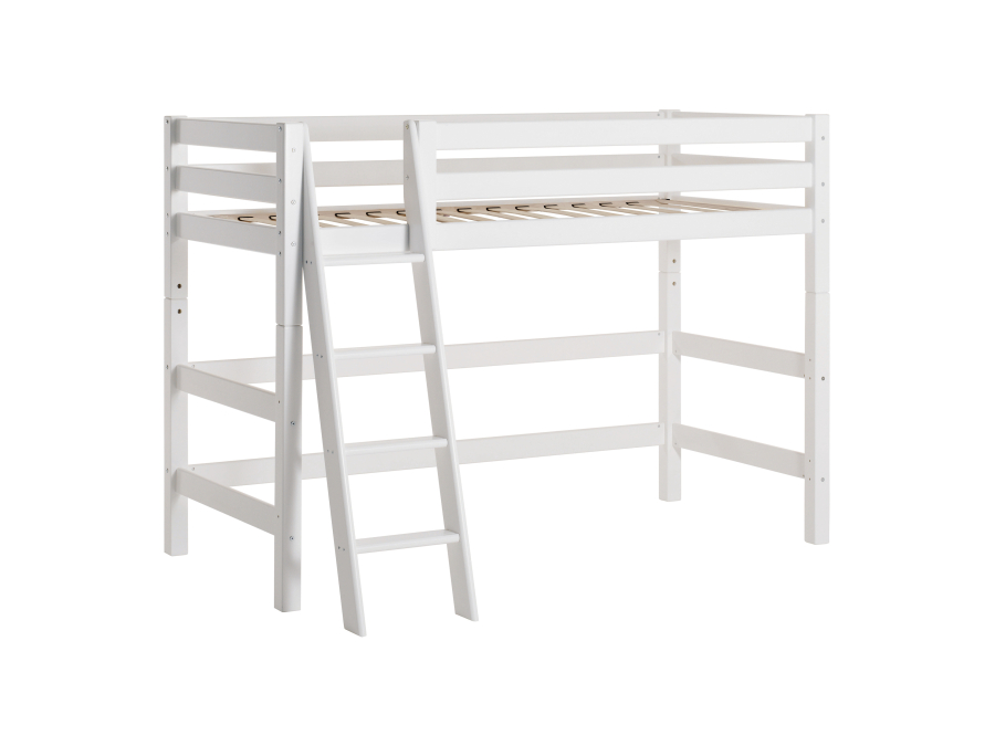 Hoppekids ECO Luxury verhoogde halfhoogslaper 90x200 - schuine ladder - luxe bodem
