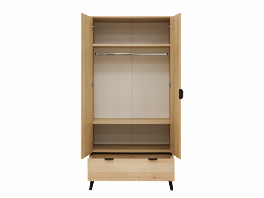 2 door wardrobe fay natural matt black 1