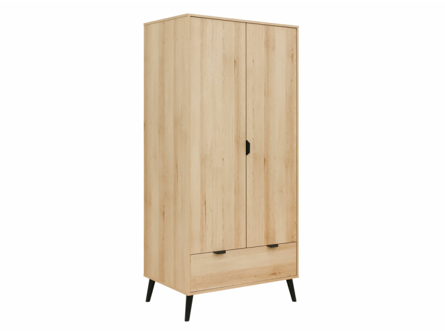 2 door wardrobe fay natural matt black 2