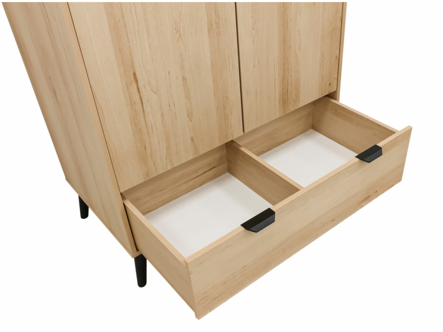 ToiToikids Fay 2-deurs kledingkast Naturel / Mat Zwart - Afbeelding 6