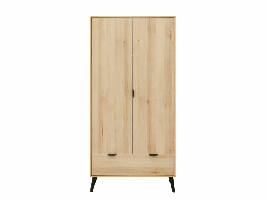 2 door wardrobe fay natural matt black