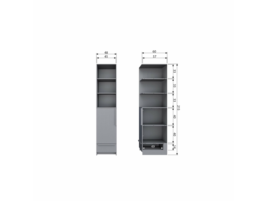 Woood Pure 1-deurs kledingkast - betongrijs - Afbeelding 8