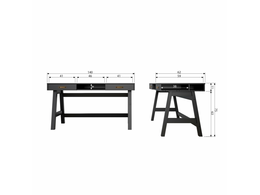 Woood Dian bureau Diep Zwart - Afbeelding 8