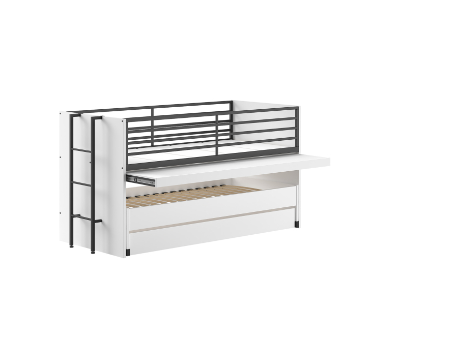 Vipack Sam halfhoogslaper met logeerplek, opbergruimte en bureau - wit - Afbeelding 4