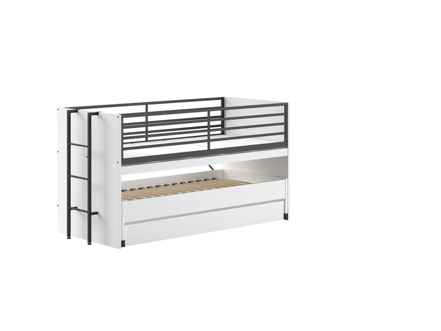 Vipack Sam halfhoogslaper met logeerplek, opbergruimte en bureau - wit - Afbeelding 2
