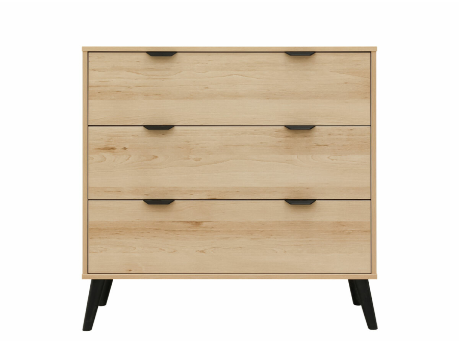 dresser with 3 drawers fay natural matt black 1