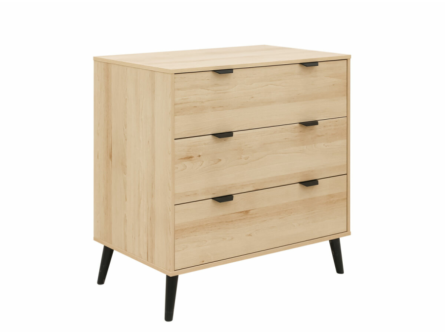 dresser with 3 drawers fay natural matt black 2