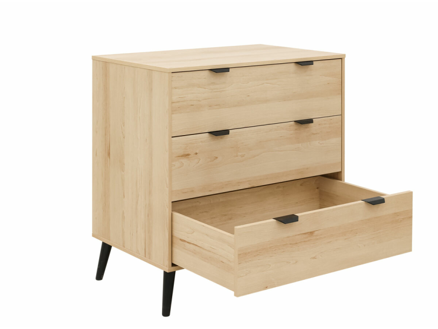 dresser with 3 drawers fay natural matt black 3