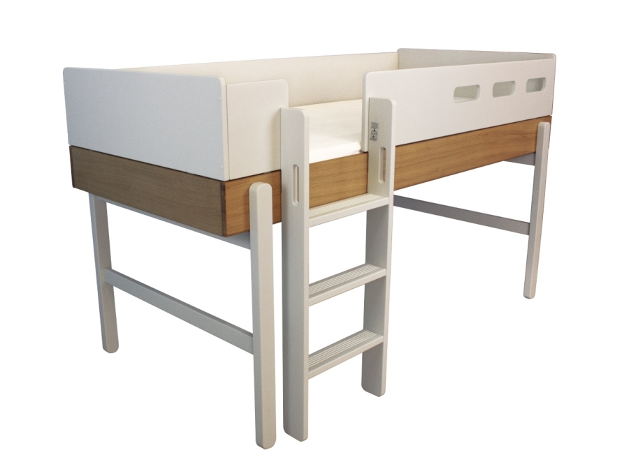 Flexa Popsicle halfhoogslaper met rechte ladder 90x200 - Cream