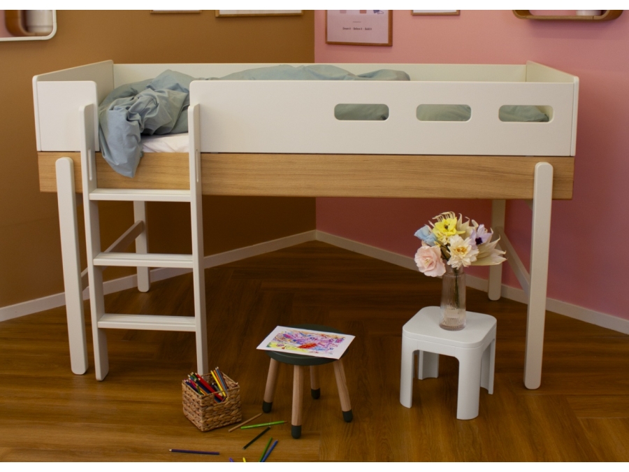 Flexa Popsicle halfhoogslaper met rechte ladder 90x200 - Cream - Afbeelding 6