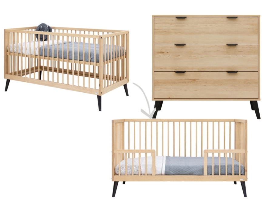 ToiToiKids Fay 2-delige meegroeikamer Naturel / Mat Zwart