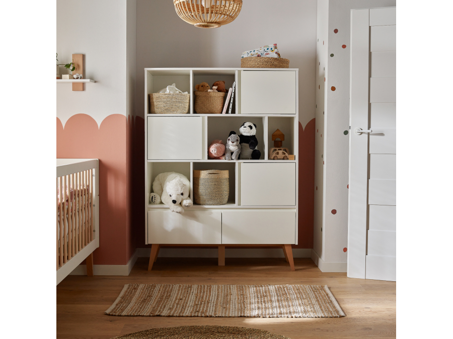 Pinio Swing grote boekenkast met laden - wit - Afbeelding 3