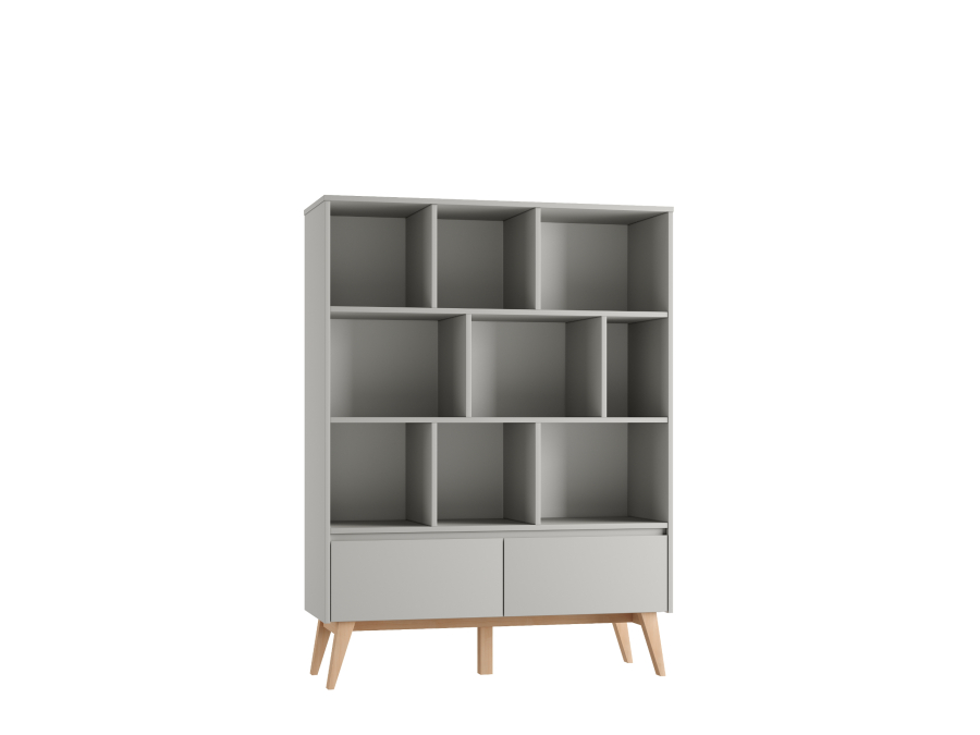 Pinio Swing grote boekenkast met laden - grijs