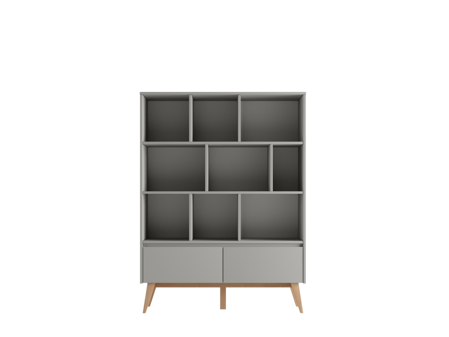 Pinio Swing grote boekenkast met laden - grijs - Afbeelding 2