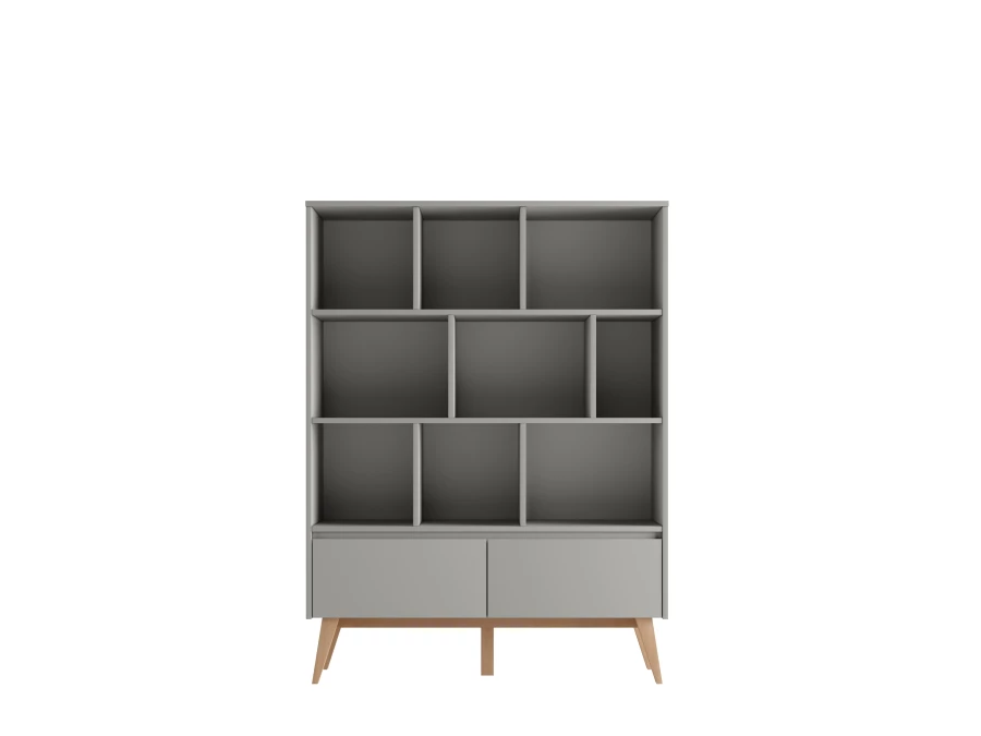 Pinio Swing grote boekenkast met laden - grijs - Afbeelding 2