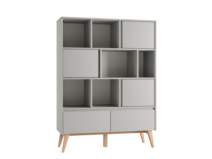 Pinio Swing grote boekenkast met laden - grijs - Afbeelding 3