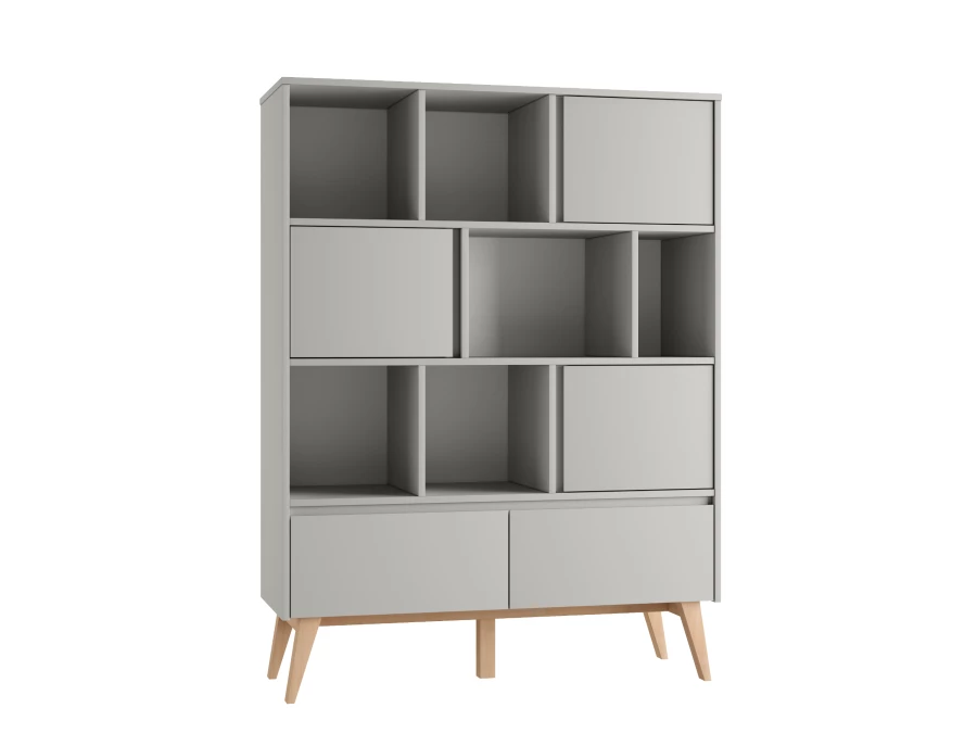 Pinio Swing grote boekenkast met laden - grijs - Afbeelding 3