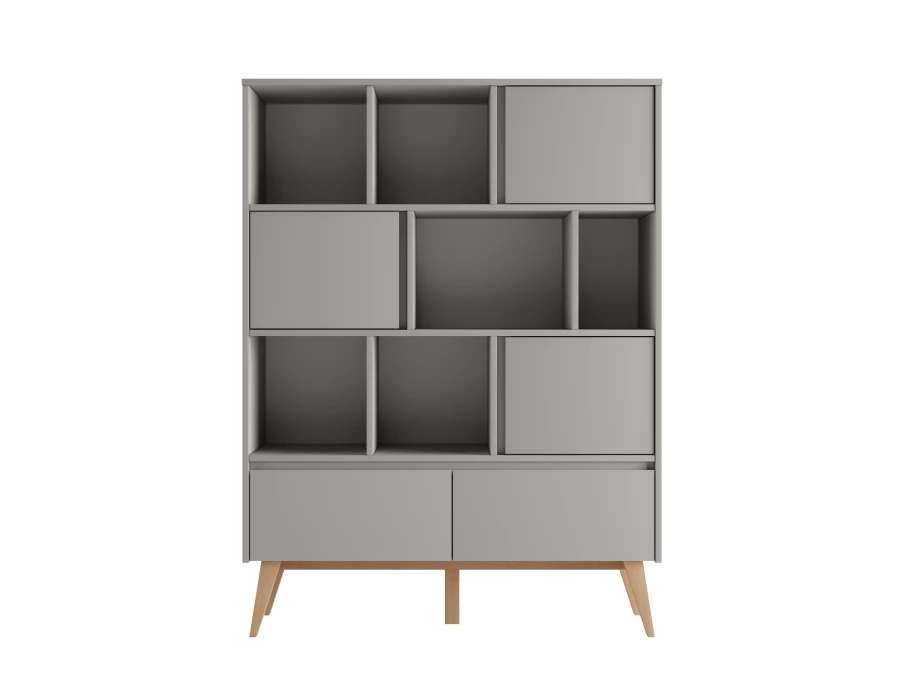 Pinio Swing grote boekenkast met laden - grijs - Afbeelding 5