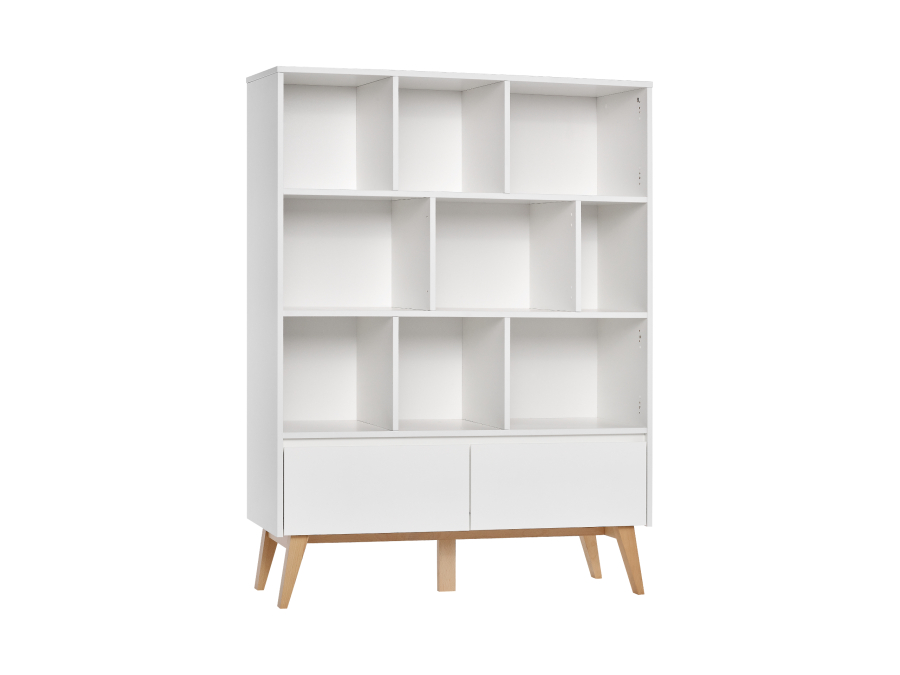 Pinio Swing grote boekenkast met laden - wit