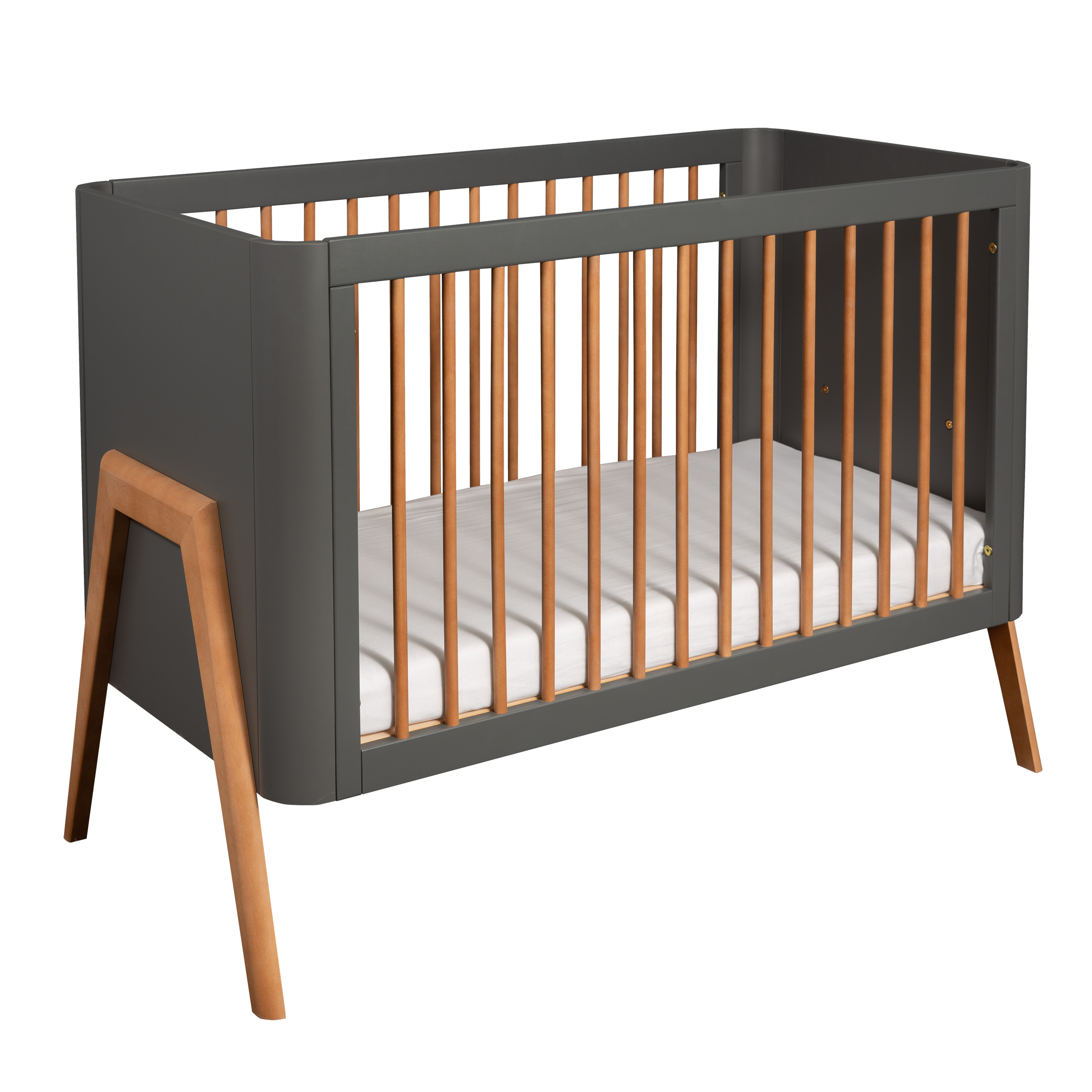 Troll Nursery ledikant 60x120 Torsten - seal grey / teak