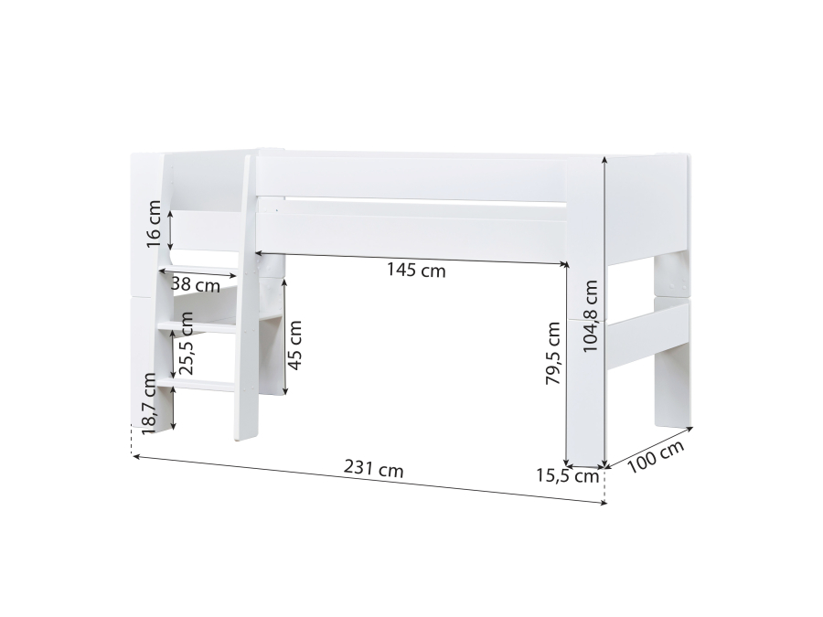 Hoppekids SFK halfhoogslaper 90x200 - wit - Afbeelding 9