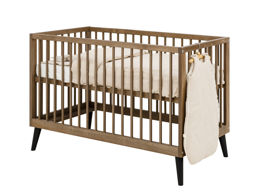 Bopita Zara ledikant 60x120 Walnoot / Mat zwart