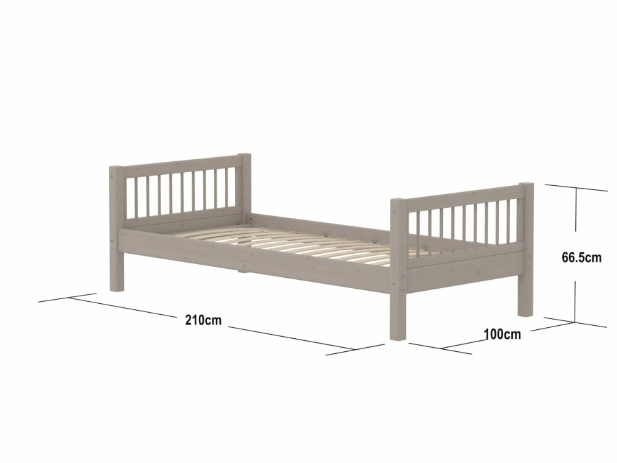 Flexa Classic eenpersoonsbed met spijlen 90x200 greywash - Afbeelding 4