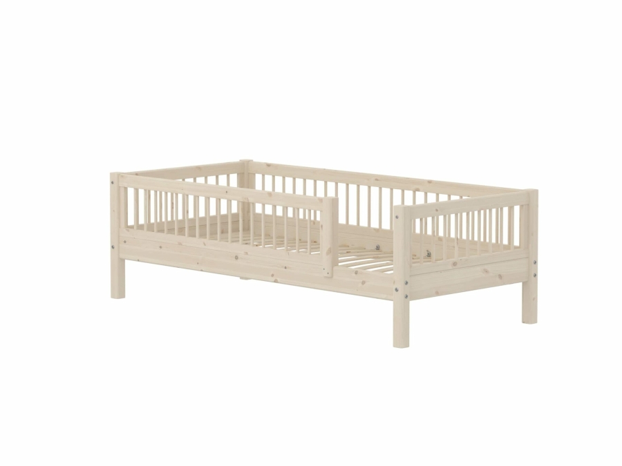 Flexa Classic bedbank met uitvalbeveiliging en spijlen 90x200 whitewash