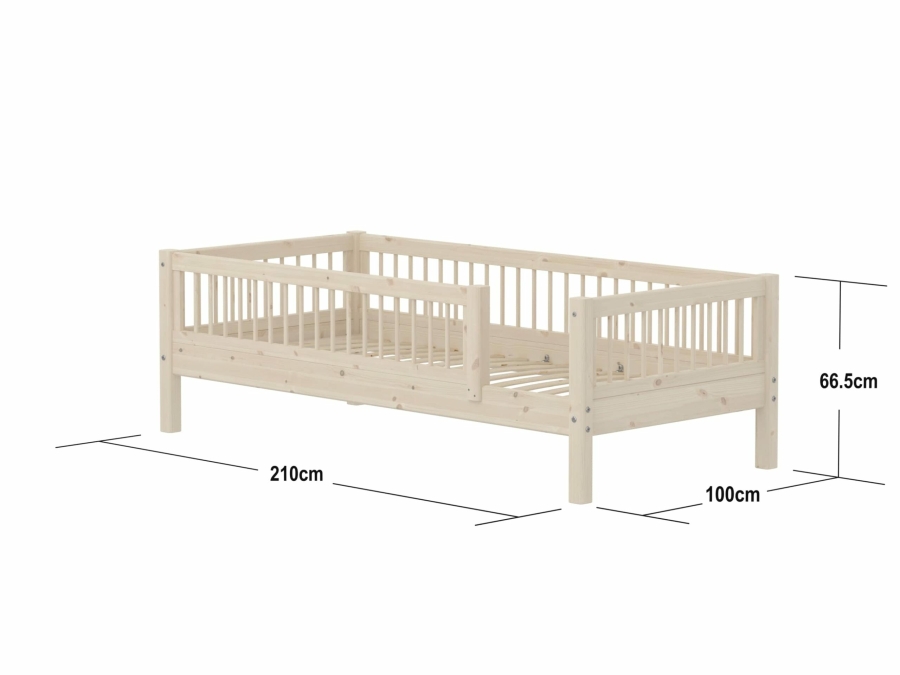 Flexa Classic bedbank met uitvalbeveiliging en spijlen 90x200 whitewash - Afbeelding 4