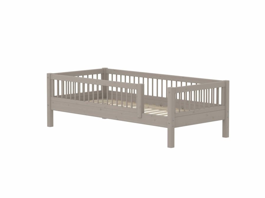 Flexa Classic bedbank met uitvalbeveiliging en spijlen 90x200 greywash