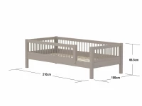 Flexa Classic bedbank met uitvalbeveiliging en spijlen 90x200 greywash - Afbeelding 4