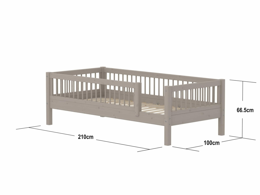 Flexa Classic bedbank met uitvalbeveiliging en spijlen 90x200 greywash - Afbeelding 4
