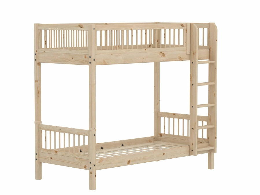 Flexa Classic stapelbed met spijlen 90x200 raw