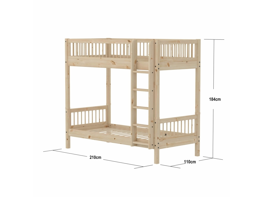 Flexa Classic stapelbed met spijlen 90x200 raw - Afbeelding 4